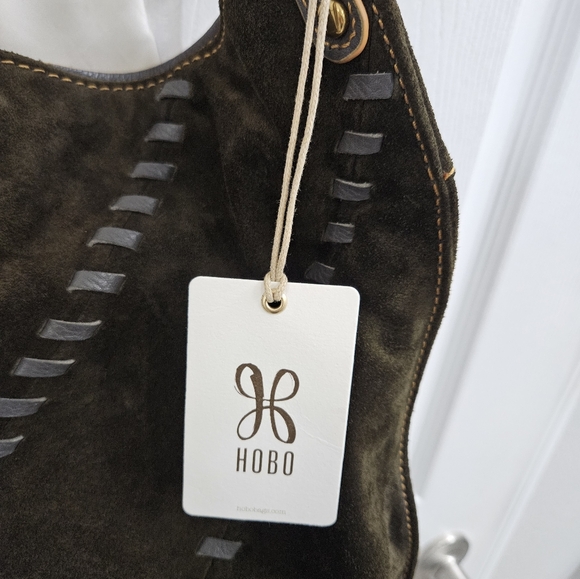 COPY - NWT Hobo Pier Suede Shoulder crossbody Bag Purse Dark Green Herb Whip st… - Picture 4 of 9